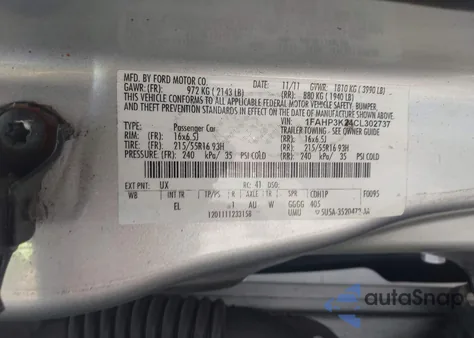 2012 Ford Focus Se из США, поврежденный, VIN 1FAHP3K24CL302737